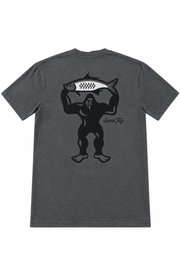 Gray shirt, back view, with richer fabric color
