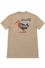 Tan shirt, back view, on a white background
